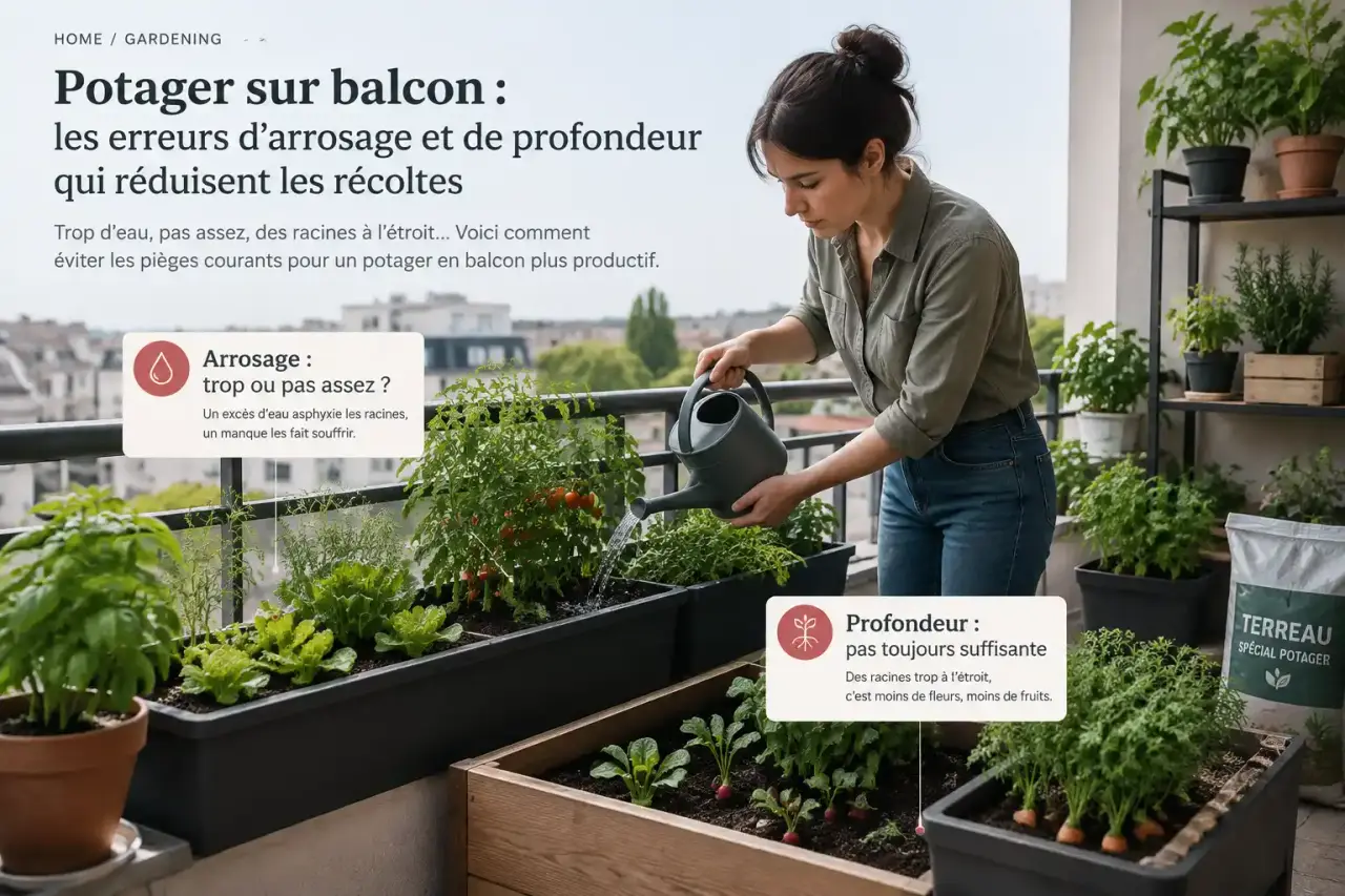 Potager sur balcon : les erreurs d’arrosage et de profondeur qui réduisent les récoltes