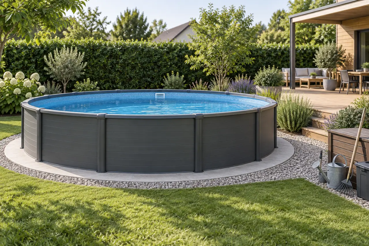 Dalle piscine hors sol : une base stable pour éviter l’affaissement et les plis du liner