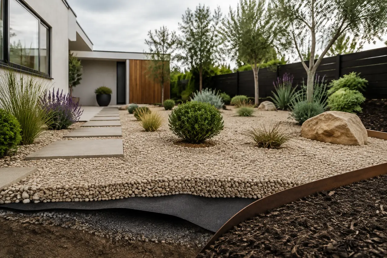 Gravier jardin sans entretien : le géotextile, les bordures et 5 à 7 cm qui font la différence