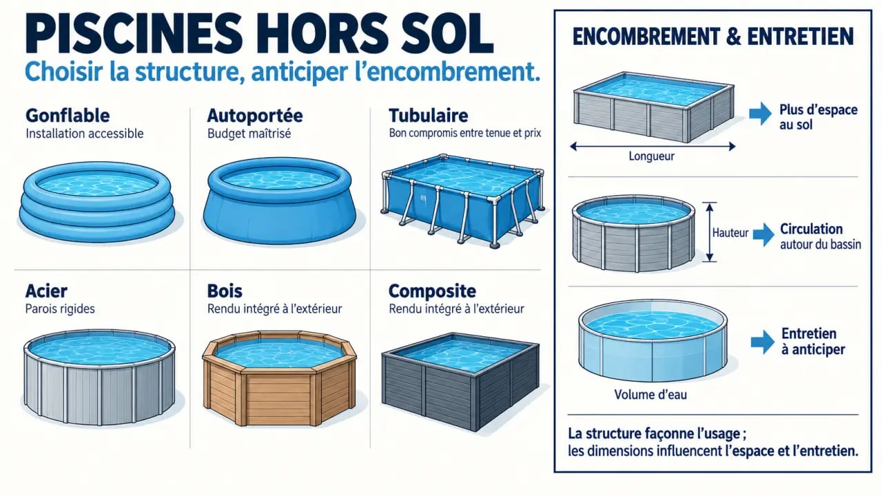 Infographie comparative des structures pour choisir une piscine hors sol pas chère