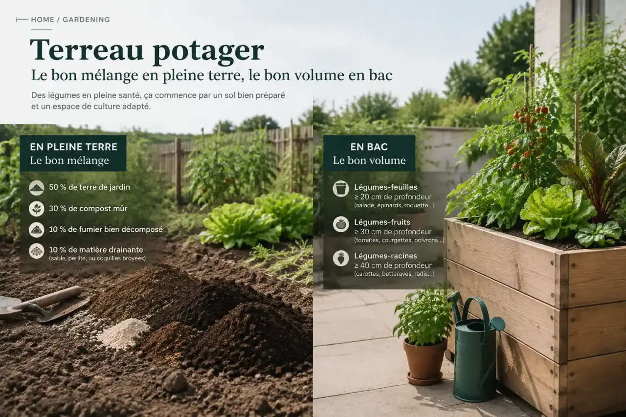 Terreau potager : le bon mélange en pleine terre, le bon volume en bac