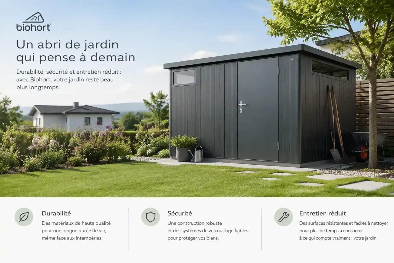 Un abri de jardin Biohort mise sur la durabilité, la sécurité et un entretien réduit