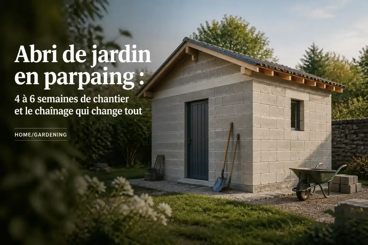 Abri de jardin en parpaing : 4 à 6 semaines de chantier et le chaînage qui change tout