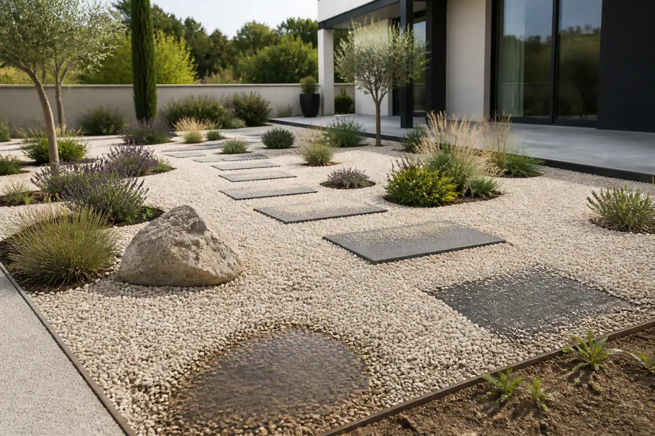 Jardin minéral sans entretien : 5 cm de gravier et les erreurs à éviter