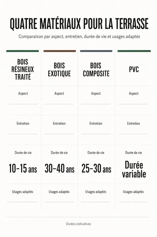 Aménagement extérieur mobil home : comparaison des matériaux de terrasse