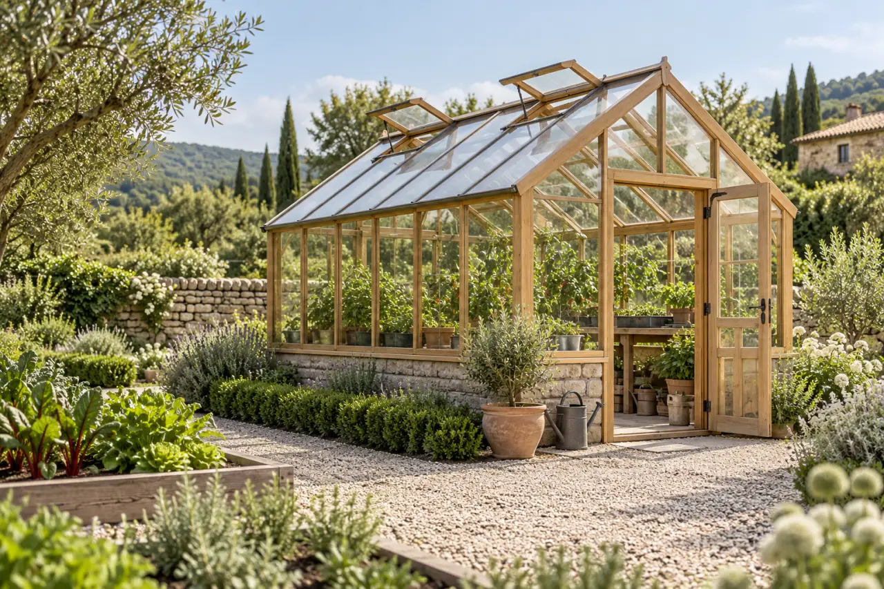 Serre de jardin en bois : choisissez le bon vitrage, la bonne surface et une ventilation efficace