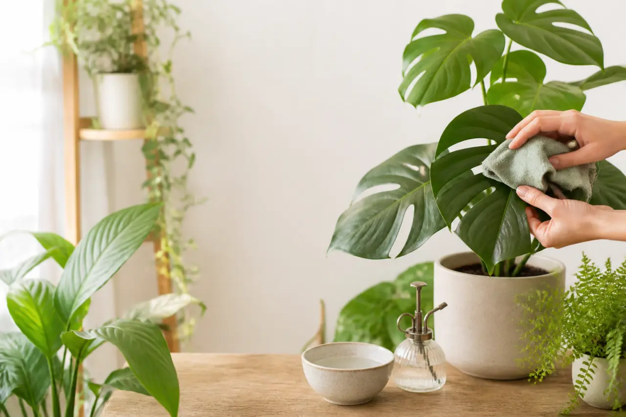 Feuilles de plante verte : pourquoi les nettoyer, comment faire et quoi éviter ?